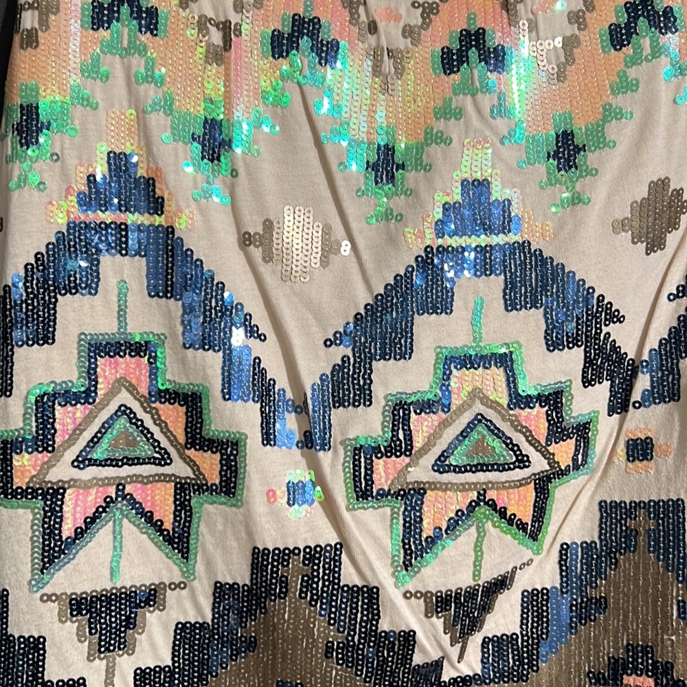 Vintage Express Sequin Tribal Pattern Colorful Mi… - image 4